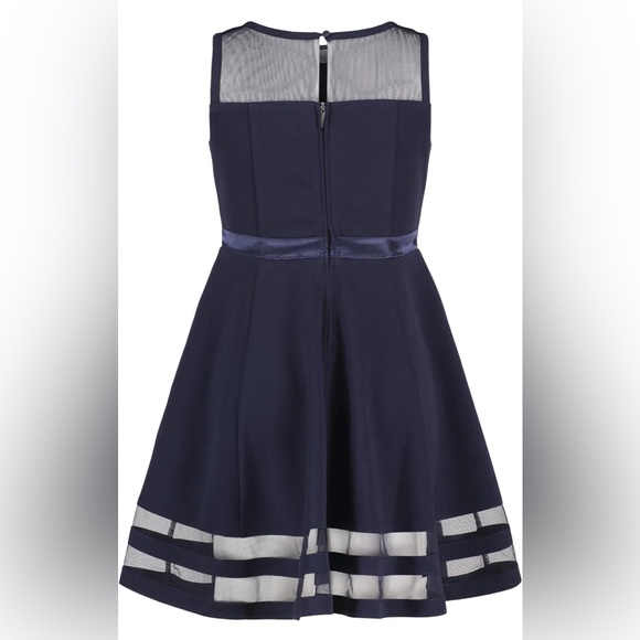 Calvin Klein Girls Illusion Mesh Bow Front Dress Black Size 7 Regular - Picture 2 of 10